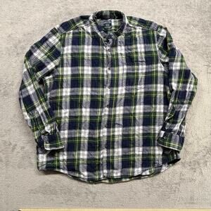 Faded Glory‎ Button Up Shirt Mens Extra Large Plaid Green Blue Long Sleeve